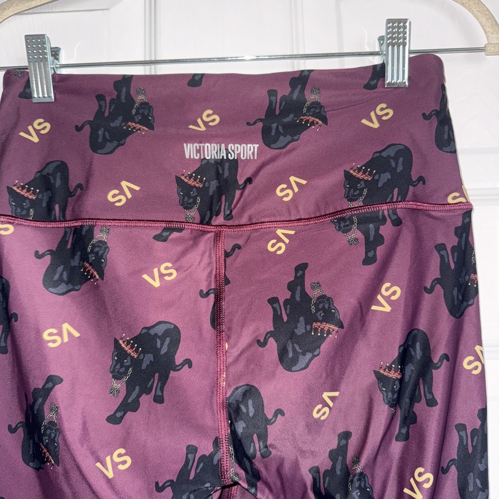 Victoria Sport Panther Print High Rise Leggings Pink Purple Gold Womens M - Picture 8 of 12